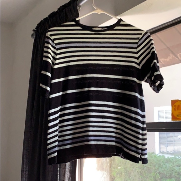Anthropologie B&W with purple Striped Top - Picture 2 of 2